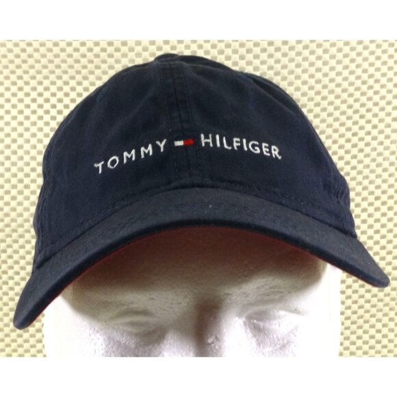 Tommy Hilfiger Spell Out Navy Blue Baseball Cap W/ Red Under Visor - Picture 1 of 8